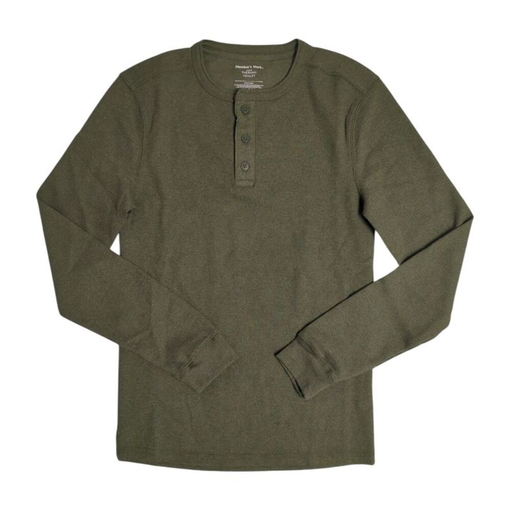 Member's Mark Men's Classic Fit Soft Waffle Knit Thermal Henley - Green